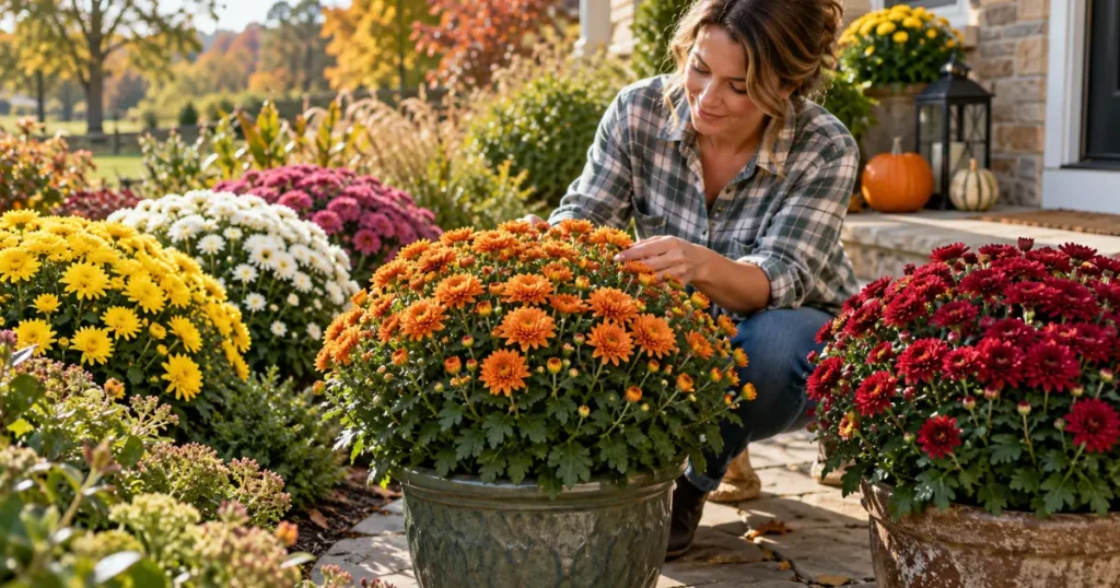 How to care for mums growing healthy with colorful blooms in a home garden